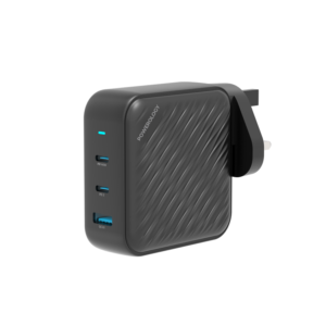 Powerology 140W PD QC 2xUSB-C and 1xUSB-A GaN Charger UK - Black