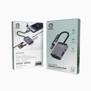 Green Lion 5 in 1 Mini MultiFunction Hub ( Type-C/Lightning/SD/TF/AUX/USB ) - Black