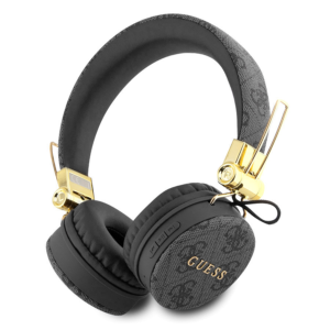 Guess Wireless Headphones 4G PU Leather with Metal Logo - Black