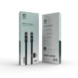 Green Lion Led Braided Usb-C to Usb-C 60W - Black