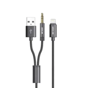 Green Lion 2 in 1 AUX Braided Cable 1.2M - Black