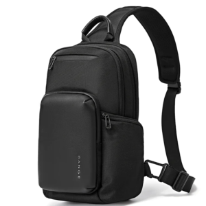 BANGE  Mens Satchel Chest Bag Large Capacity Sports Casual Single-Shoulder Backpack - Black