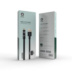 Green Lion Led Braided Cable Usb-A to Usb-C 1Meter - Black