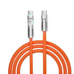 Porodo Single Head Rotating  Cable PD100W, Type- C to Type- C 100W: 1M - Orange