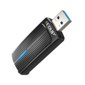 Porodo Dual Band WiFi6 USB Adapter with Additional USB A to Type- C Adaptor - Black