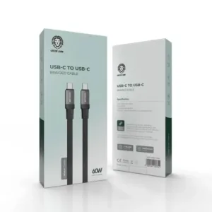 Green Lion USB-C to USB-C Braided Cable 1M 60W - Black