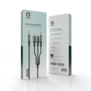 Green Lion 3 in 1 AUX Cable ( AUX / Lightning / USB-C ) 1M - Black