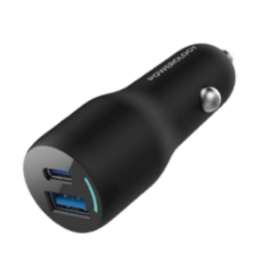 Powerology 35W PD + QC3.0 LED Dual Ports Car Charger -Black
