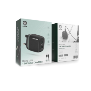 Green Lion  2Usb 2.4A Chargers+Usb-Tc Cable 1M Uk Plug Dark Green