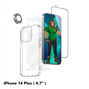 Green 4 in 1 360°  HD Protection Pack for iPhone 14 Plus ( 6.7" ) - Silver