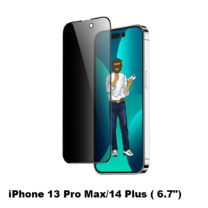 Green 9H Steve Privacy Full Glass Screen Protector for iPhone 13 Pro Max/14 Plus ( 6.7")- Black