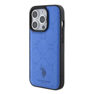U.S.Polo Assn. PU Leather HS Pattern Case for iPhone 15 Pro Max - Blue