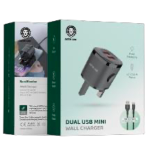 Green Lion 2USB 2.4A Fast Charging +USB-TC data cable 1m Black/Orange