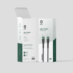 Green Lion USB-C to Type-C Braided Cable  1M PD 60W - Black