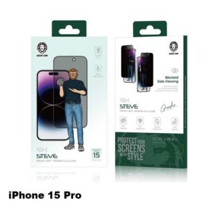 Green Lion 9H Steve Privacy Screen Protector for iPhone 15 Pro - Black