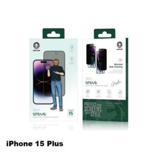 Green Lion 9H Steve Privacy Screen Protector for iPhone 15 Plus - Black