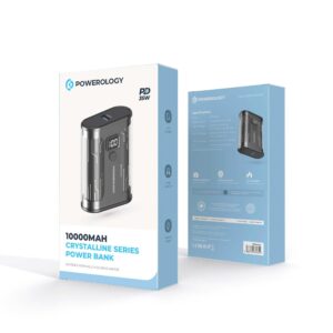 Powerology Crystalline Series Powerbank 10000mAh PD 35W - Transparent/Grey