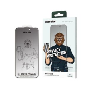 Green Lion 9H Steve Privacy Full Glass Screen Protector for iPhone 16 ProMax - Black