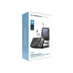 Powerology FM Radio Solar Wireless PowerBank 16000 mAh - Black