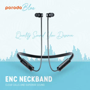 Porodo Blue ENC Neckband In-Ear Earphones - Black