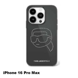 Karl Lagerfeld IML Hard Case with Karl Head Stud Design Logo For iPhone 16 Pro Max - Black