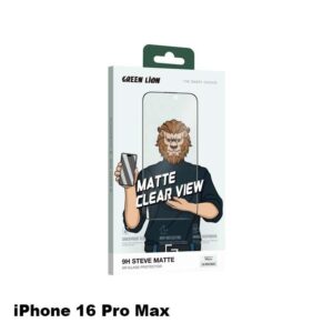 Green Lion 9H Steve Matte Privacy Glass Protector for iPhone 16 Pro Max - Black