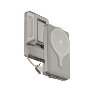 Powerology Car Mount 5000mAh Power Bank With Magnetic Wirelss Charger - Titanium