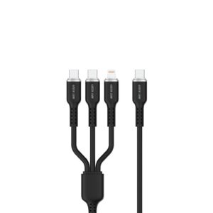 Green Lion 3in1 Silicone Cable USB-C to USB-Cx2 & Lightning 60W 1.2M - Black