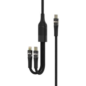 Green Lion 2 in1 Transparent Fast Charging Cable 100W 1.2M - Black
