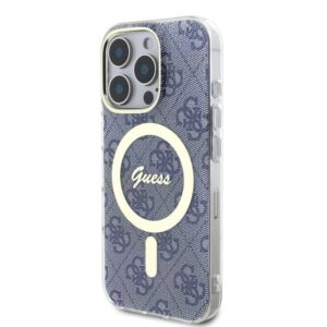 Guess Magsafe IML Hard Case With 4G Design For iPhone 16 Pro - Blue