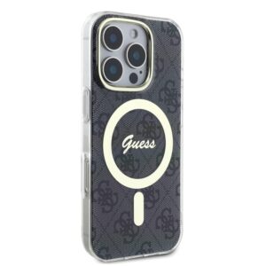 Guess Magsafe IML Hard Case With 4G Design For iPhone 16 Pro - Black