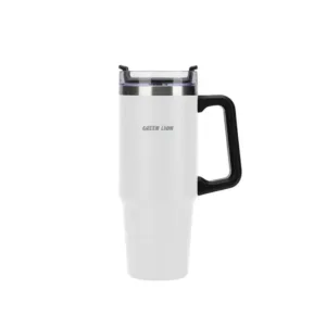 Green Lion Vacuum Travel Mug - White