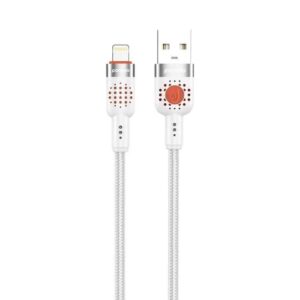 Porodo Alum. Alloy Braided Cable USB to Lightning 1.2m - White