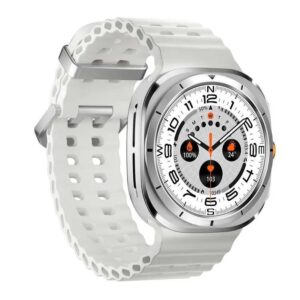 Porodo Amoled 1.43" Smart Watch Silver Dial with 34mm White Ocean Band - Silver