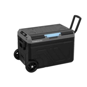 Powerology Portable Fridge 40L with Dual Compartment and Trolly  - Gray