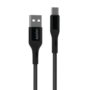 Green Braided Type-C Cable 3m 2A - Black