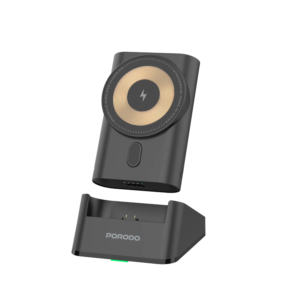 Porodo 40W Portable Transparent 3-in-1 MagSafe Wireless Charging Power Bank 5200mAh-Black