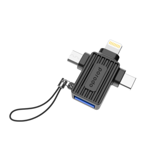 Porodo  USB A to Lightning Micro and Type-C  Adapter  - Black