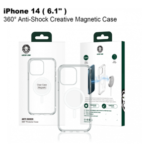 Green 360° Anti-Shock Creative Magnetic Case for iPhone 14 ( 6.1" ) - Clear