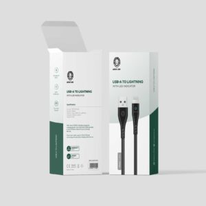 Green Lion PVC USB-A to Lightning Cable with LED Indicator 1M - Black