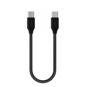 Green Braided Type-C to Type-C Cable 30cm 2A - Black