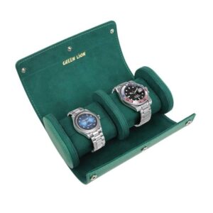 Green Lion Duo Watch Roll Case - Green