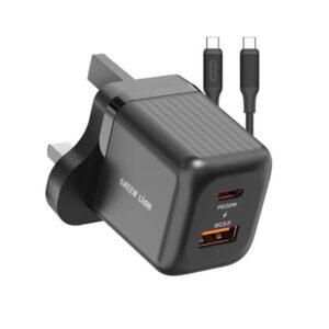 Green Lion Ultra Compact GaN Wall Charger UK Pin C to C PD20W + QC3.0 - Black