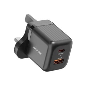 Green Lion Ultra Compact GaN Wall Charger UK Pin  A+C PD20W + QC3.0 - Black