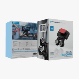 Powerology 3" Touch Screen 4K Dash Camera 1.5m Type-C cable - Black