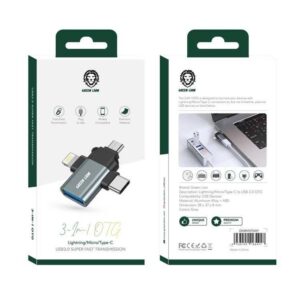 Green 3 in 1 OTG ( Lightning / Micro / Type-C ) - Gray