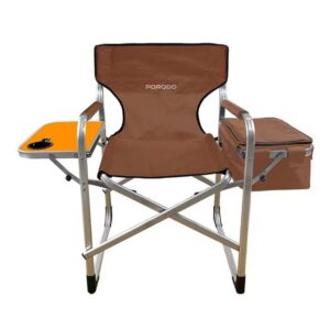 Porodo Lifestyle Outdoor Folding Aluminum Chair with Side Table Cup Holder and