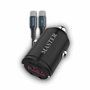 MASTER Dual Port LED Car Charger PD 30W+QC 18W MIX 48W with Type-C to Type-C Cable 1.20M 66W