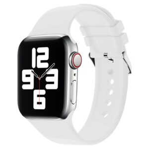 Green Silicone Band with Buckle Watch Strap for Apple Watch 42/44/45MM - White