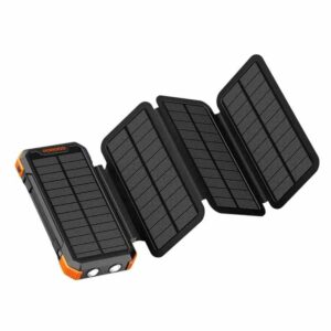 Porodo 20000mAh Solar Power Bank with 3 Detachable Panels & Torch Light - Black
